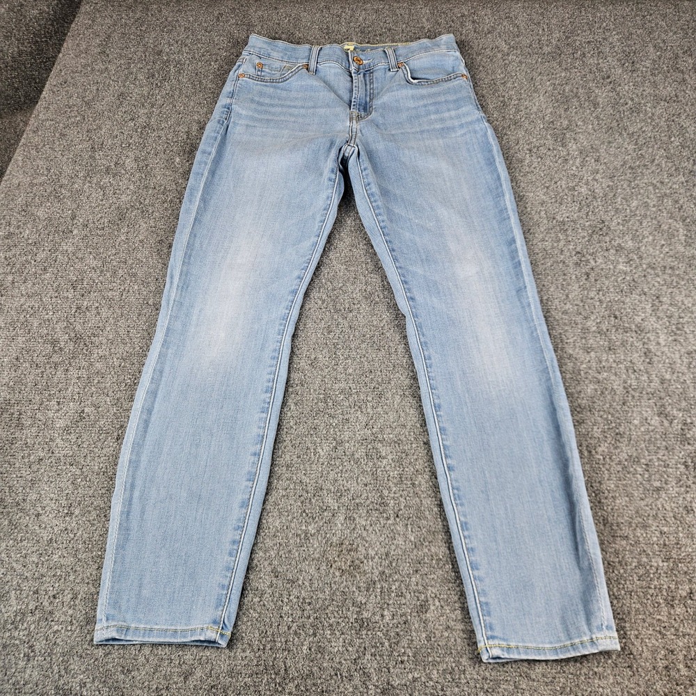 7 For All Mankind The Cropped Skinny Jeans Light Wash Blue Size 27‎